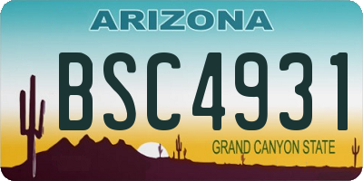 AZ license plate BSC4931