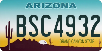 AZ license plate BSC4932