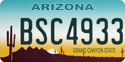 AZ license plate BSC4933