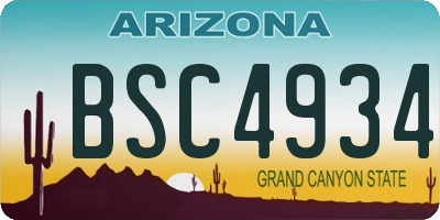 AZ license plate BSC4934