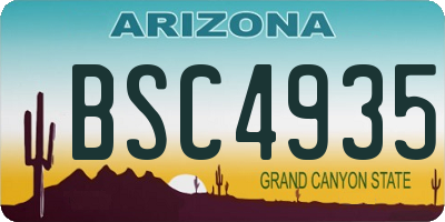 AZ license plate BSC4935