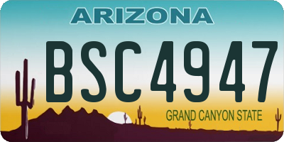 AZ license plate BSC4947