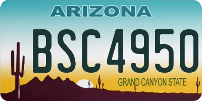 AZ license plate BSC4950