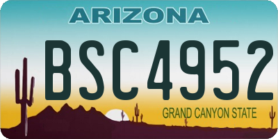 AZ license plate BSC4952