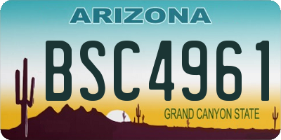 AZ license plate BSC4961