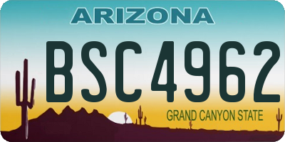 AZ license plate BSC4962