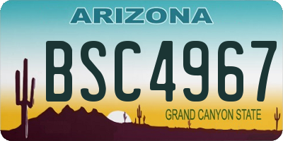 AZ license plate BSC4967