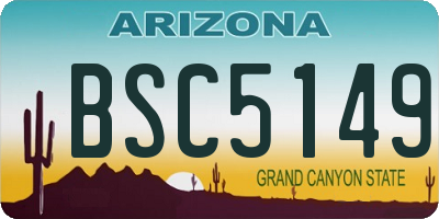 AZ license plate BSC5149