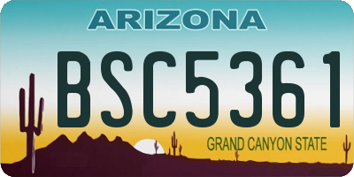 AZ license plate BSC5361