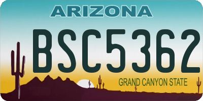 AZ license plate BSC5362