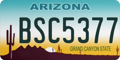 AZ license plate BSC5377