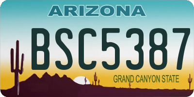 AZ license plate BSC5387