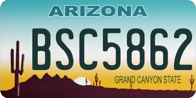 AZ license plate BSC5862