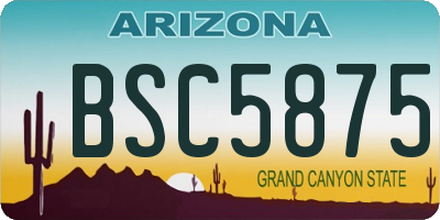 AZ license plate BSC5875