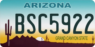 AZ license plate BSC5922