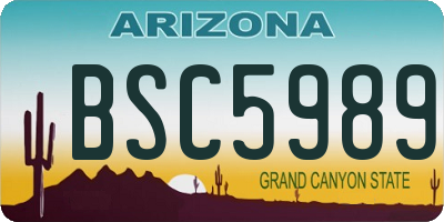 AZ license plate BSC5989