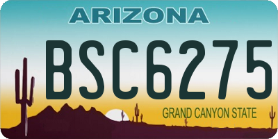 AZ license plate BSC6275