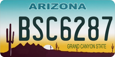 AZ license plate BSC6287