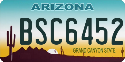 AZ license plate BSC6452