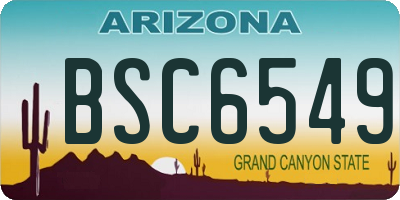 AZ license plate BSC6549