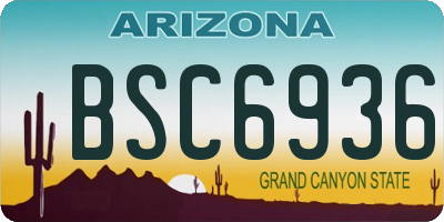 AZ license plate BSC6936