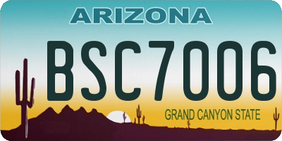 AZ license plate BSC7006