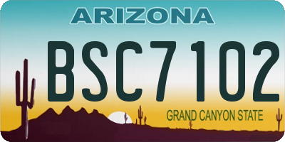 AZ license plate BSC7102