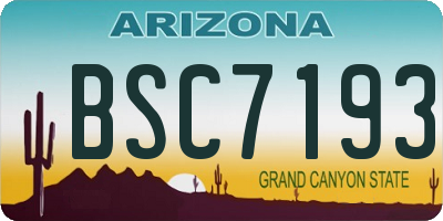 AZ license plate BSC7193