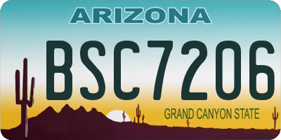 AZ license plate BSC7206