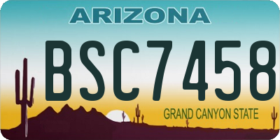 AZ license plate BSC7458