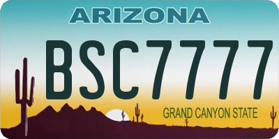 AZ license plate BSC7777