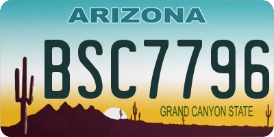 AZ license plate BSC7796