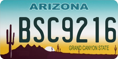 AZ license plate BSC9216