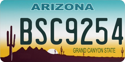 AZ license plate BSC9254
