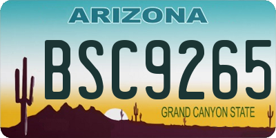 AZ license plate BSC9265