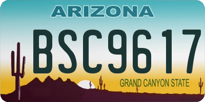 AZ license plate BSC9617