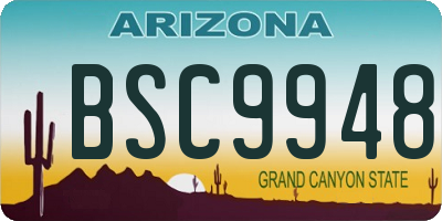 AZ license plate BSC9948