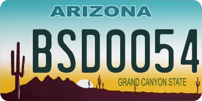 AZ license plate BSD0054