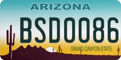 AZ license plate BSD0086