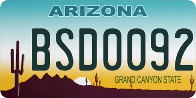 AZ license plate BSD0092