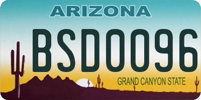 AZ license plate BSD0096