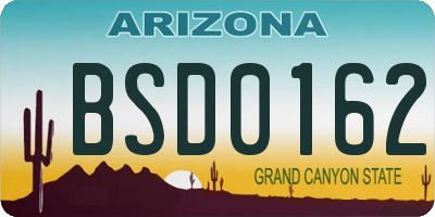 AZ license plate BSD0162