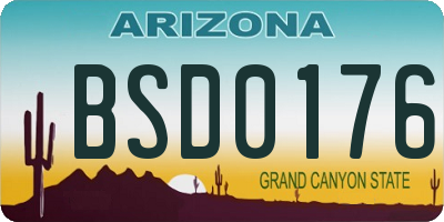 AZ license plate BSD0176