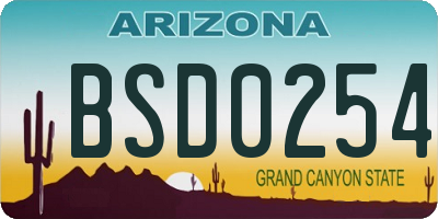 AZ license plate BSD0254