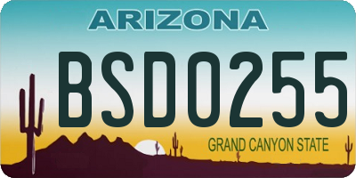 AZ license plate BSD0255