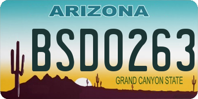 AZ license plate BSD0263
