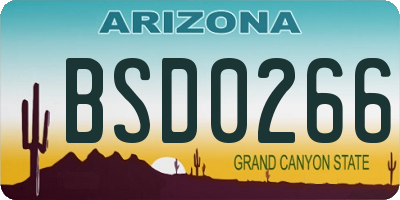 AZ license plate BSD0266
