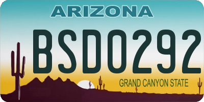 AZ license plate BSD0292