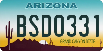 AZ license plate BSD0331