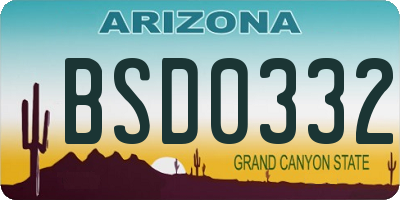 AZ license plate BSD0332